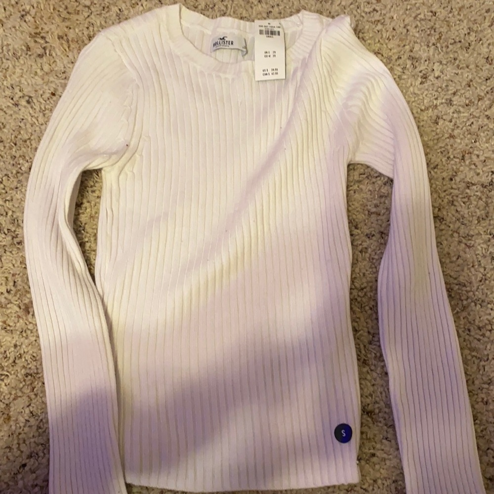 new plain ribbed white long sleeve shirt